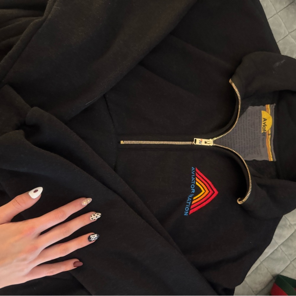 Aviator Nation Black Half-Zip Hoodie
